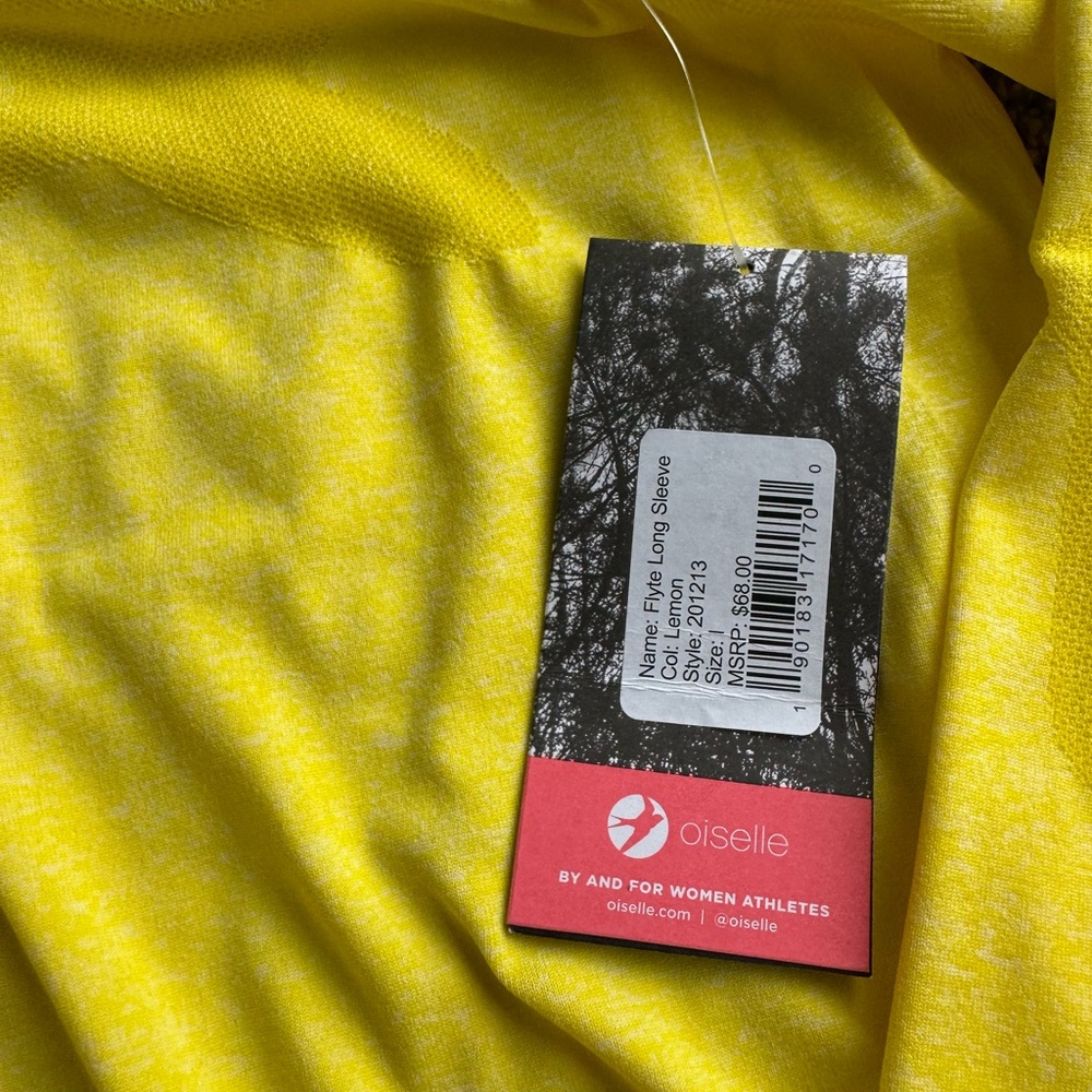 oiselle Yellow Long Sleeve Running Top - Picture 2 of 2